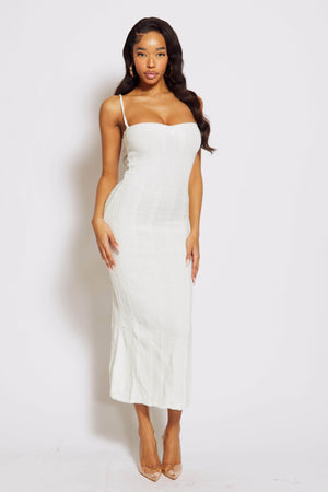 White Knitted Cami Maxi Dress