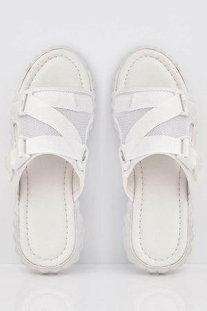 White Buckle Detail Sports Sliders